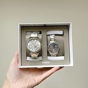 Fossil BQ2737SET His and Hers Multifunction Two-Tone Stainless Steel Watch Set